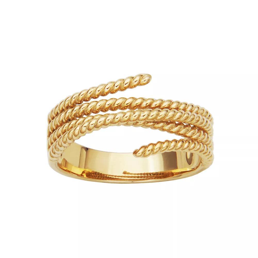 10k Gold Beaded Swirl Bypass Ring, Women's, Size: 7 Product Image