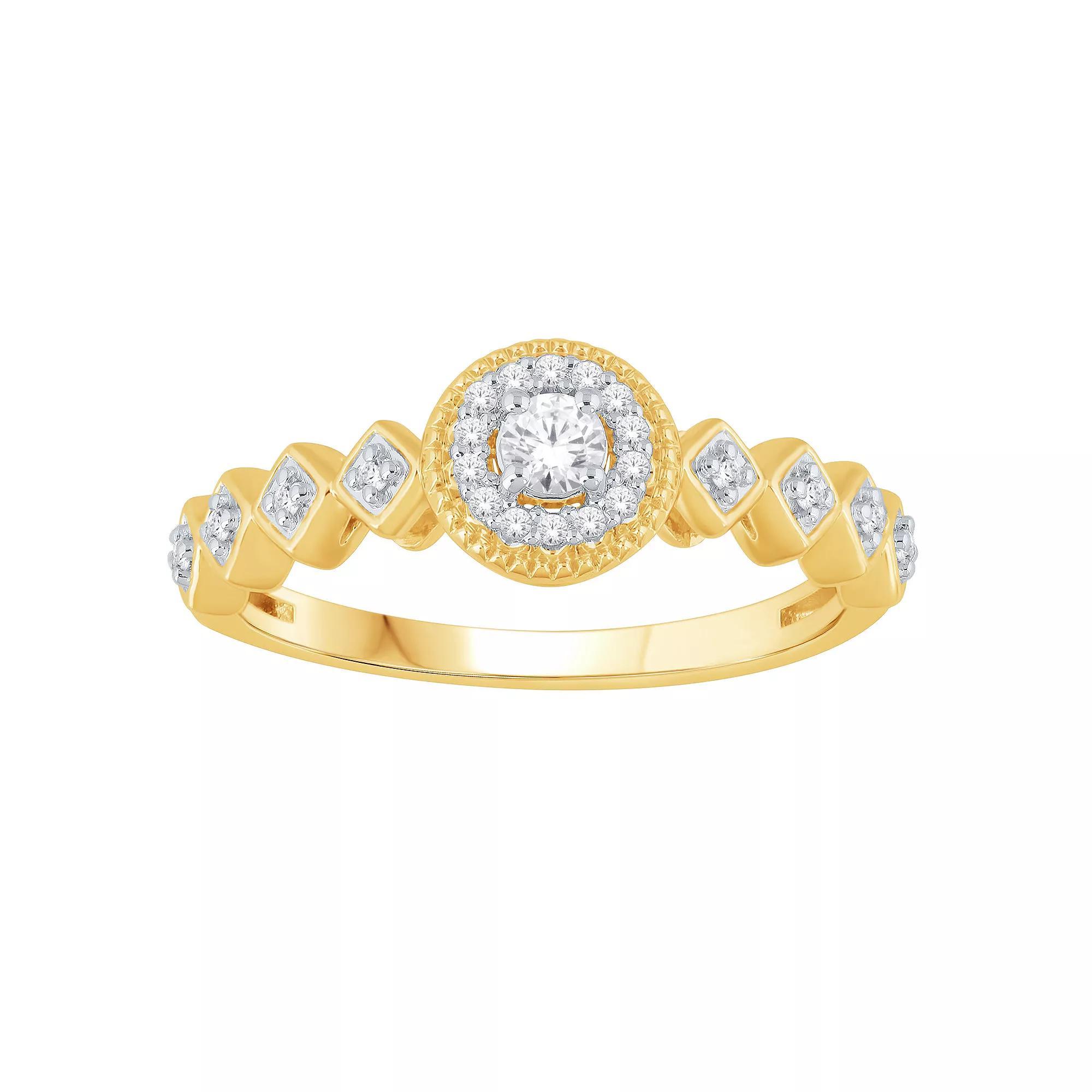 10k Gold 1/5 ct. T.W. Diamond Halo Engagement Ring, Women's, Size: 8 Product Image