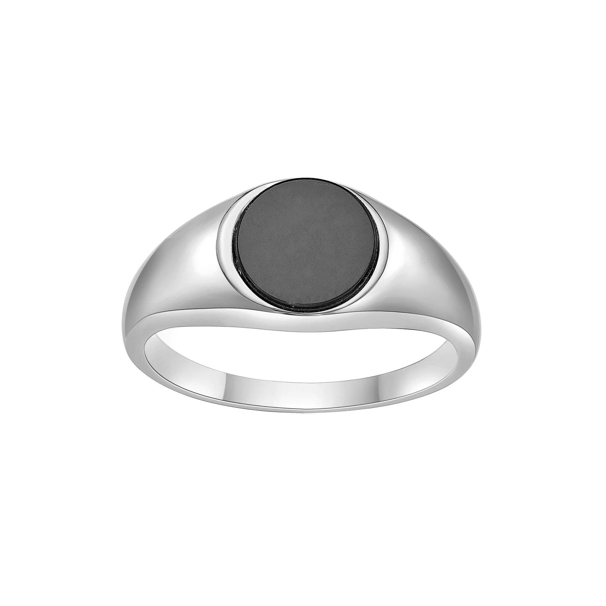 Gemminded Sterling Silver Black Onyx Signet Ring, Women's, Size: 9 Product Image