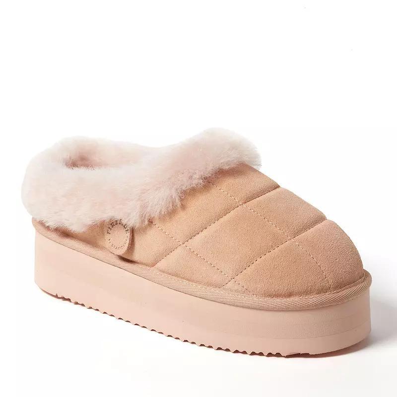 Fireside by Dearfoams Bendigo Women's Puff Platform Suede Clog Slippers, Size: 7, Brown Product Image