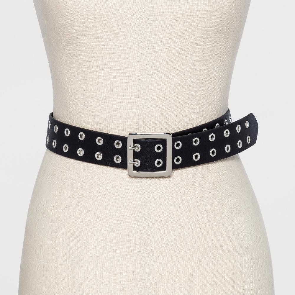 Women's Double Laser Cut Adjustable Western Grommet Belt - Wild Fable™ Black Product Image