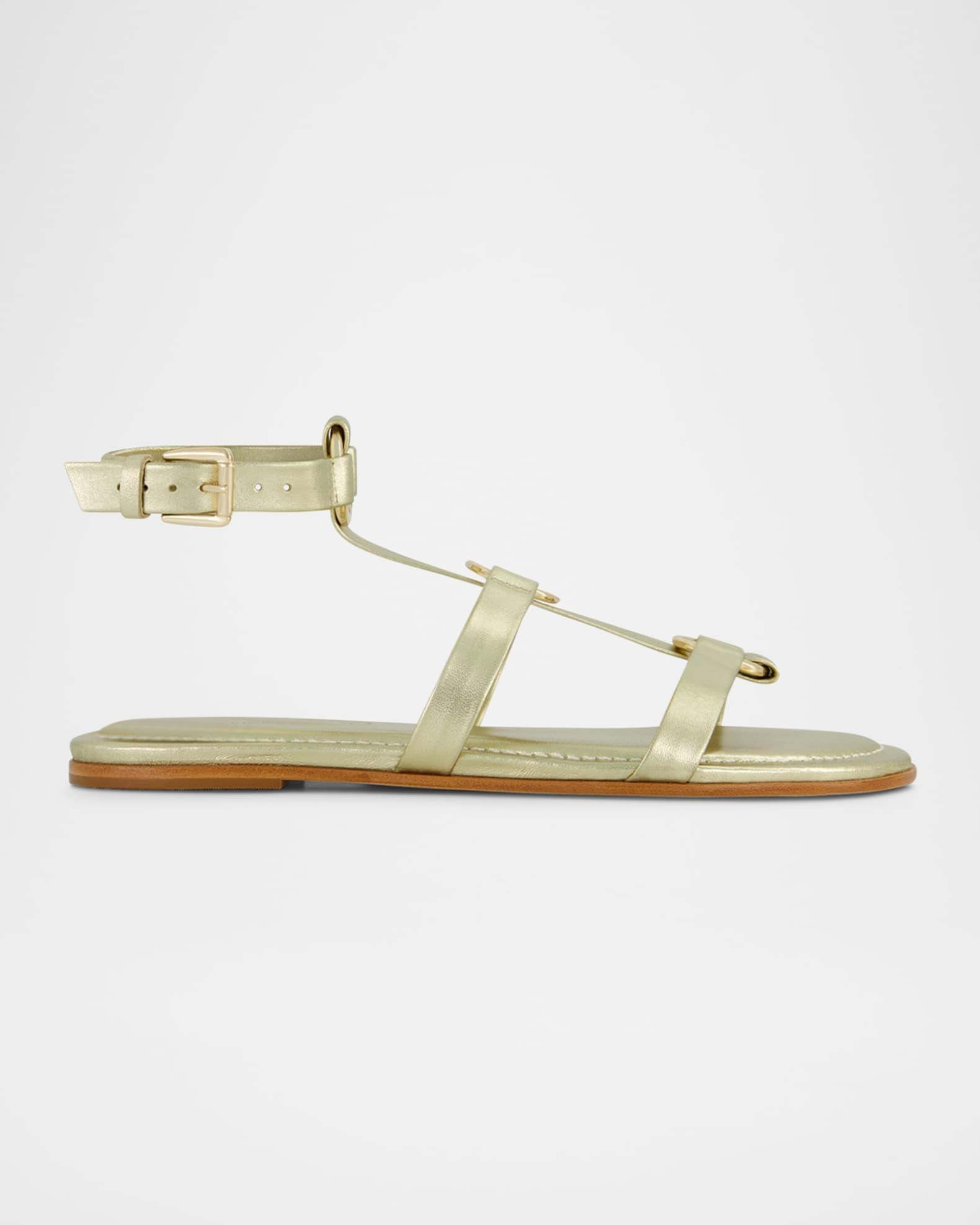 Hera Metallic Flat Gladiator Sandals Product Image