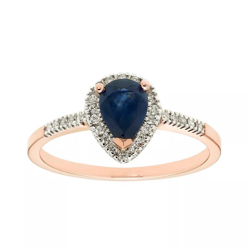 The Regal Collection 14k Gold Sapphire & 1/10 Carat T.W. IGL Certified Diamond Teardrop Ring, Womens Yellow Product Image