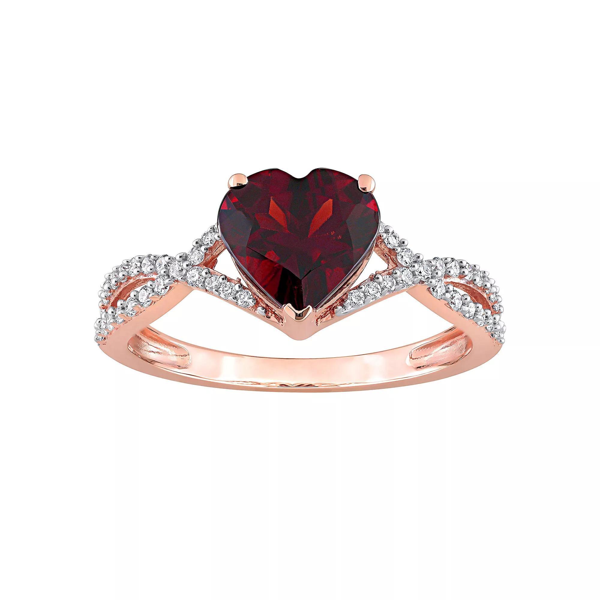 Stella Grace 14k Rose Gold Garnet & 1/5 Carat T.W. Diamond Infinity Heart Engagement Ring, Women's, Size: 8.50, 14k Rsgold Product Image