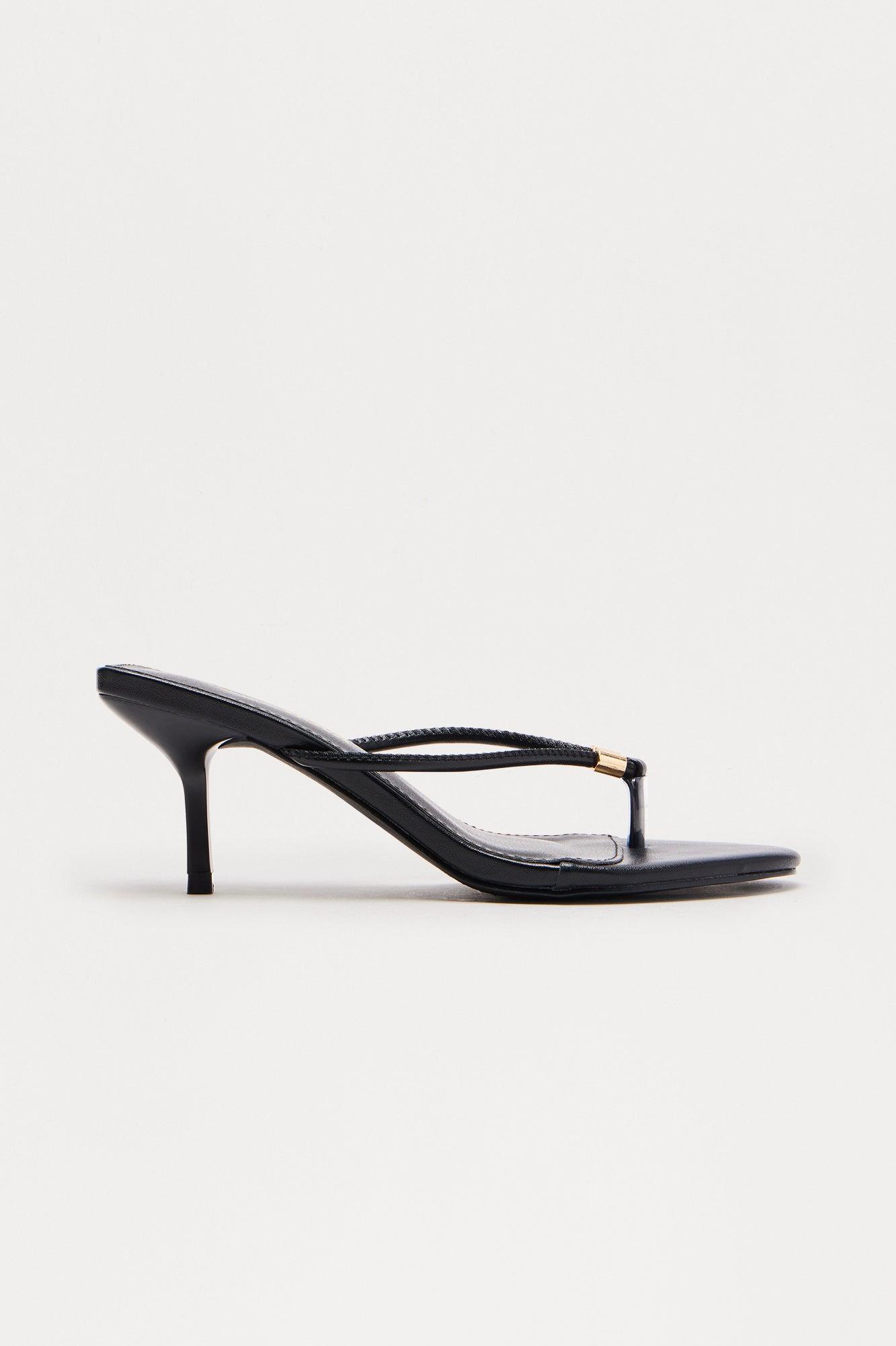 Capri Faux Leather Thong Mules - Black Female Product Image
