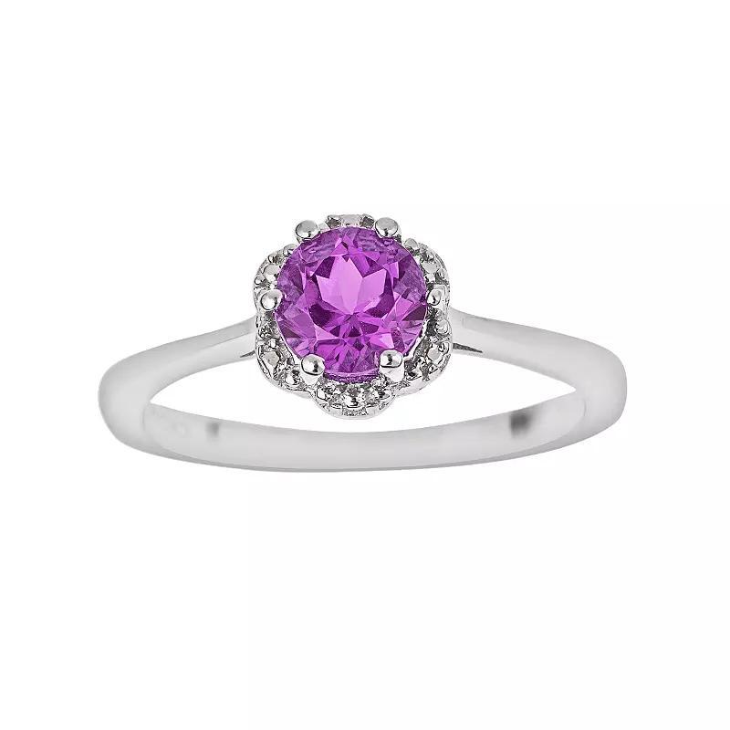 Celebration Gems Sterling Silver Garnet Scalloped Frame Ring, Women's, Size: 7 Product Image