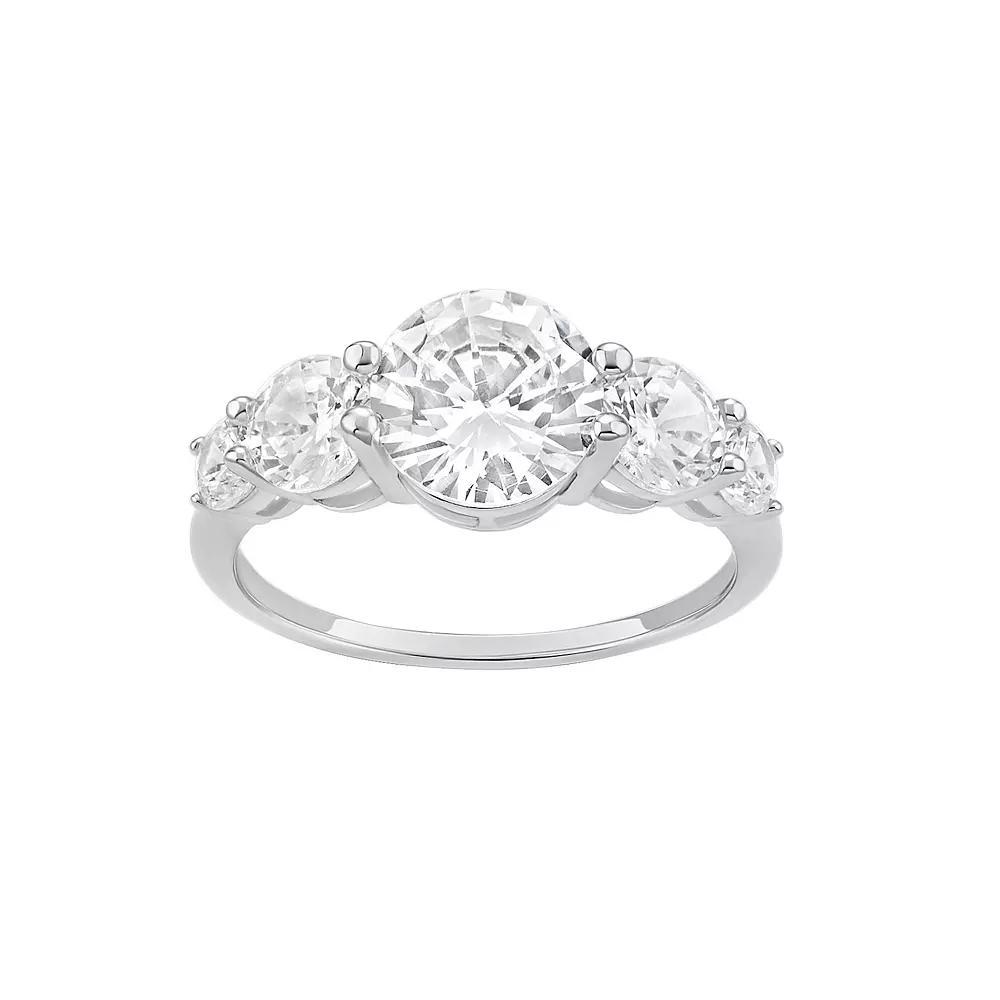 PRIMROSE Sterling Silver Cubic Zirconia Graduated Cluster Ring, Women's, Size: 9, Sterling Silver White Product Image
