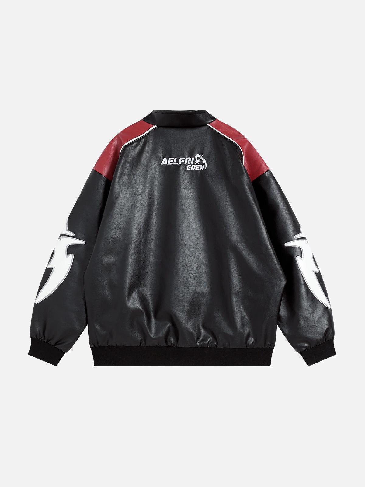 Aelfric Eden Color Blocking Faux Leather Jacket Product Image