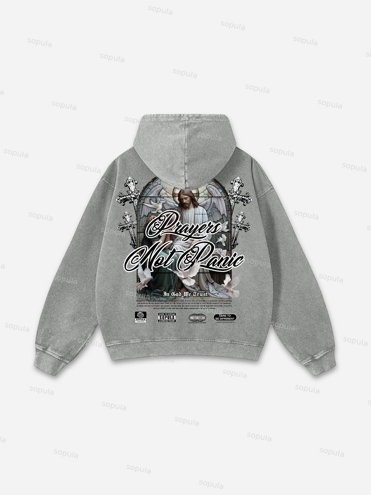 Sopula Prayers God Will Be By Your Side Graphic Washed Hoodie Product Image