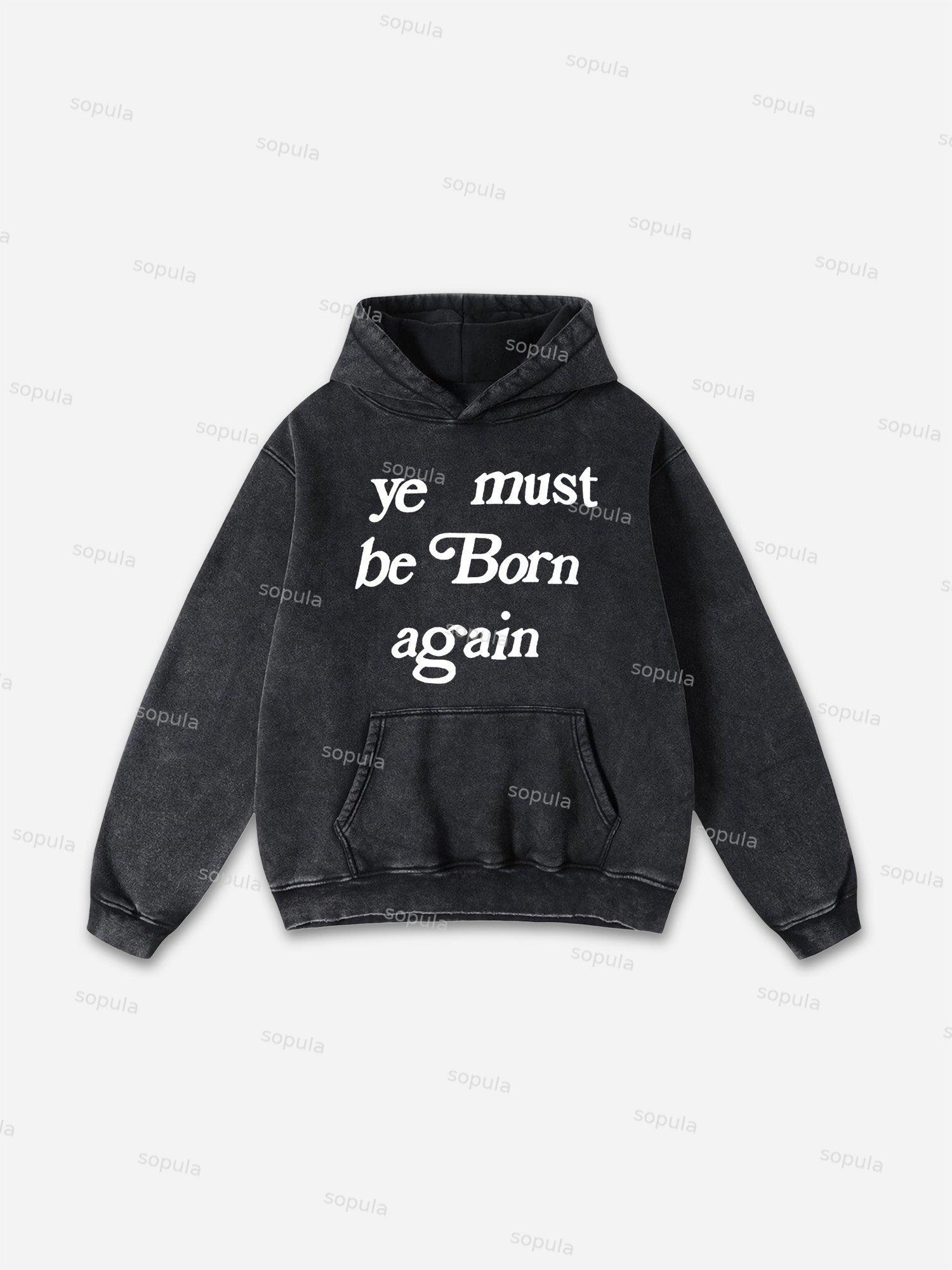 Ye Must Be Born Again Graphic Acid Washed Hoodie Product Image