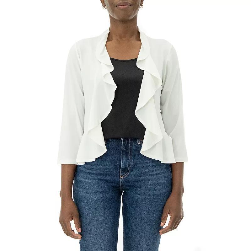 Women's Nina Leonard Draped Sheer Back Bolero, Size: XL, Ivory Product Image