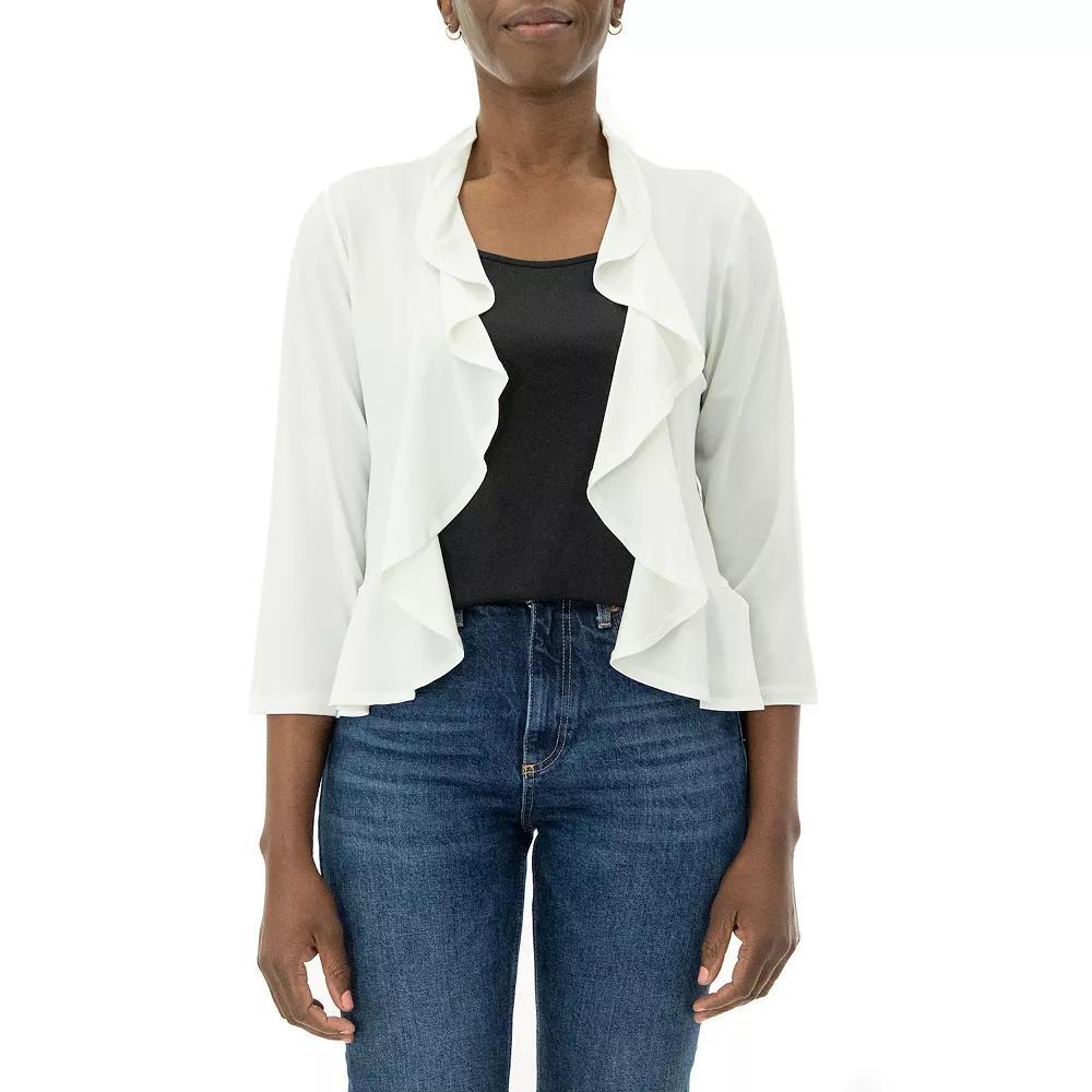 Women's Nina Leonard Draped Sheer Back Bolero, Size: XL, Ivory Product Image