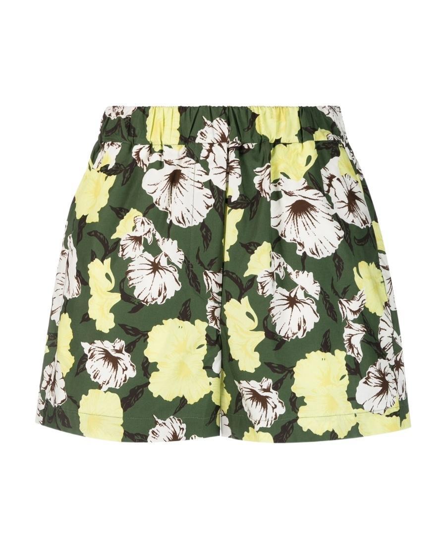 MSGM Floral Printed High Waist Shorts In Green Product Image