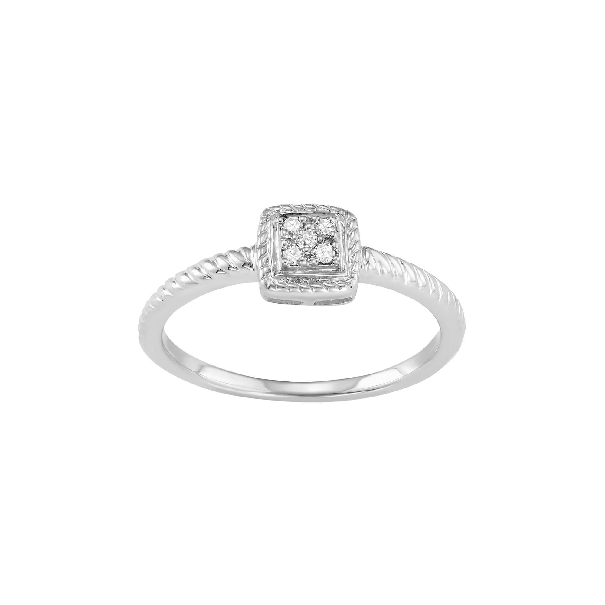 Sterling Silver Diamond Accent Twist Halo Ring, Women's, Size: 5, White Product Image