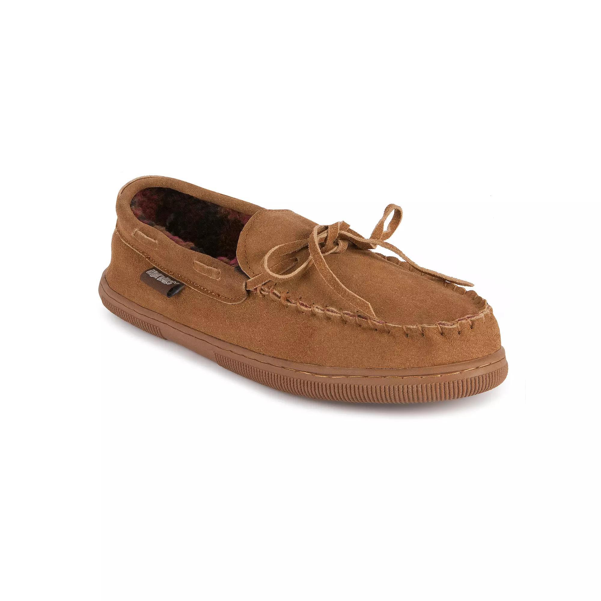 MUK LUKS Paul Mens Printed Berber Suede Moccasin Slippers Brown Product Image