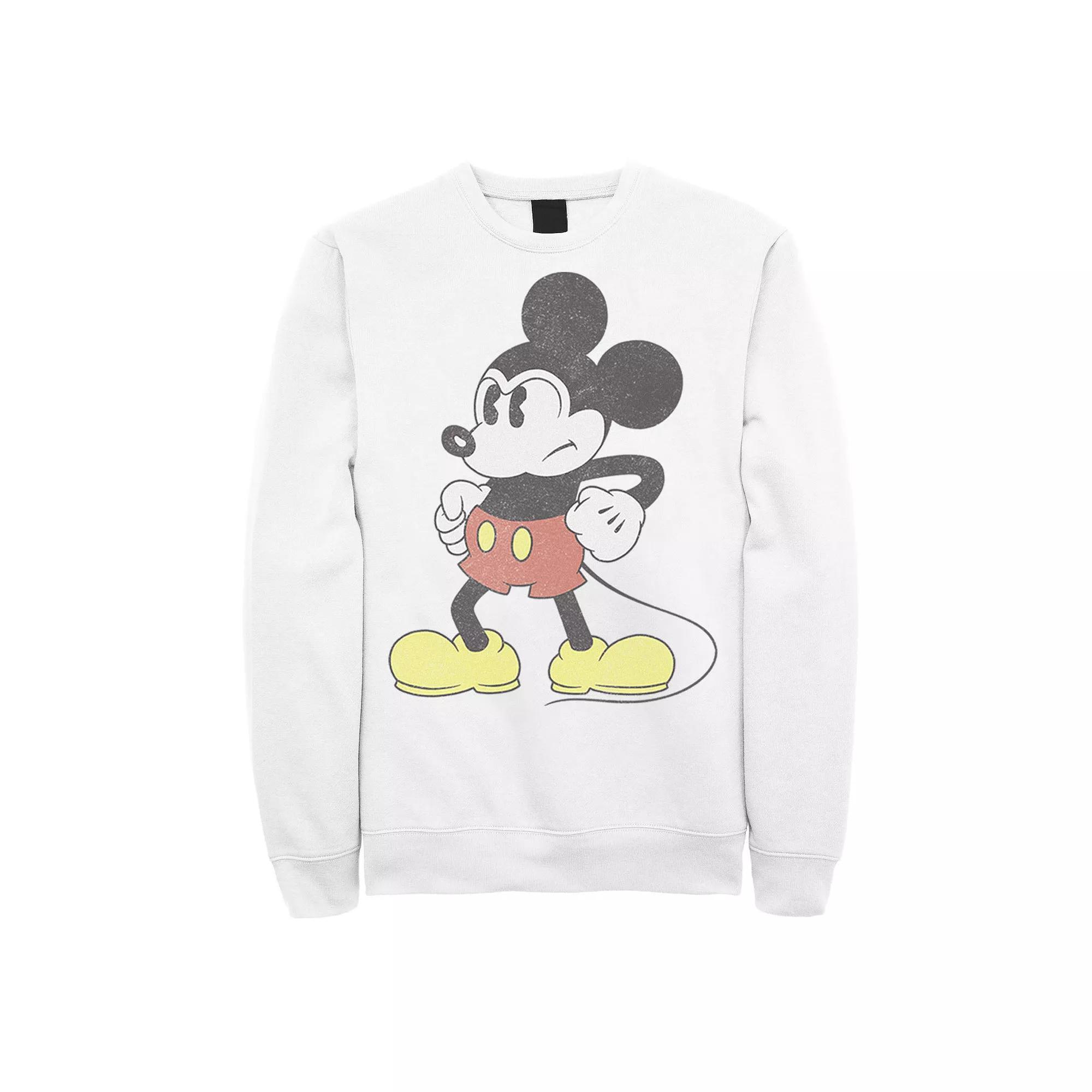 Disney's Mickey & Friends Mickey Mouse Men's Retro Grumpy Sweatshirt, Size: Small, White Product Image