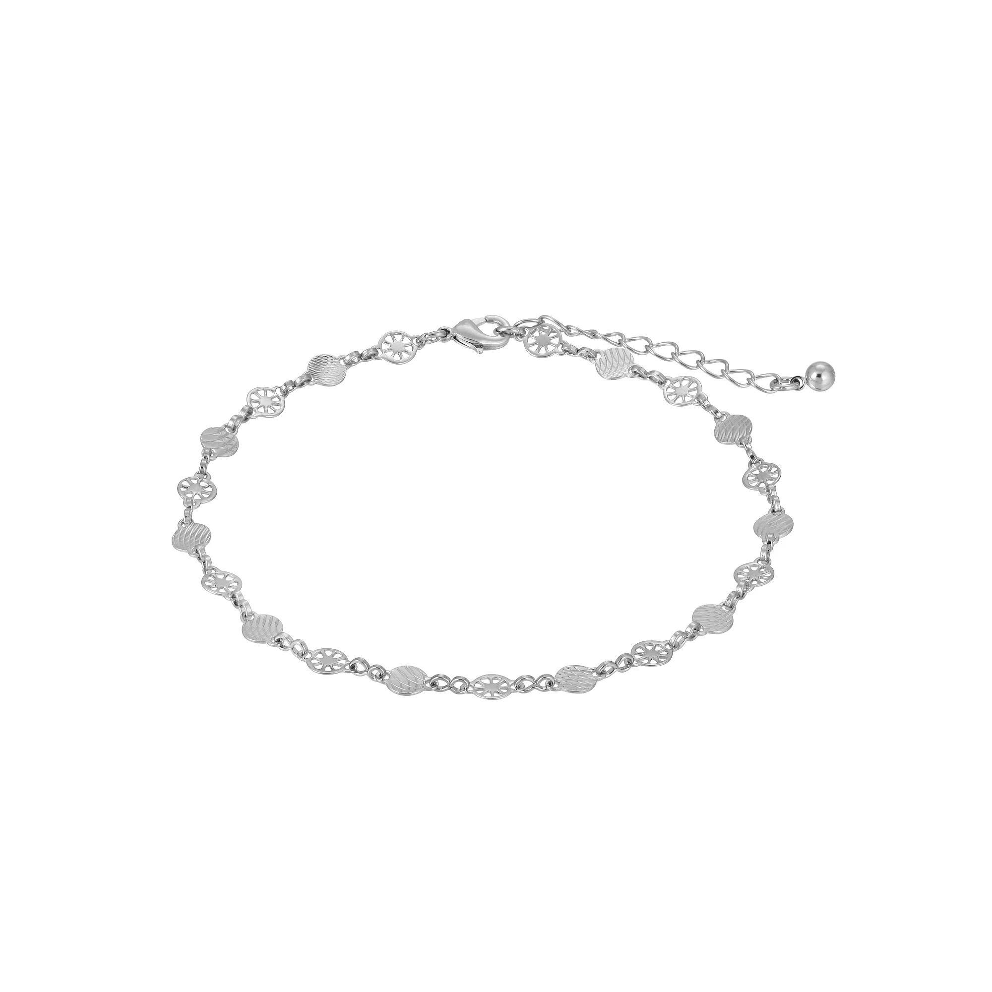 1928 Silver Tone Bohemian Chain Anklet, Womens, Grey Product Image