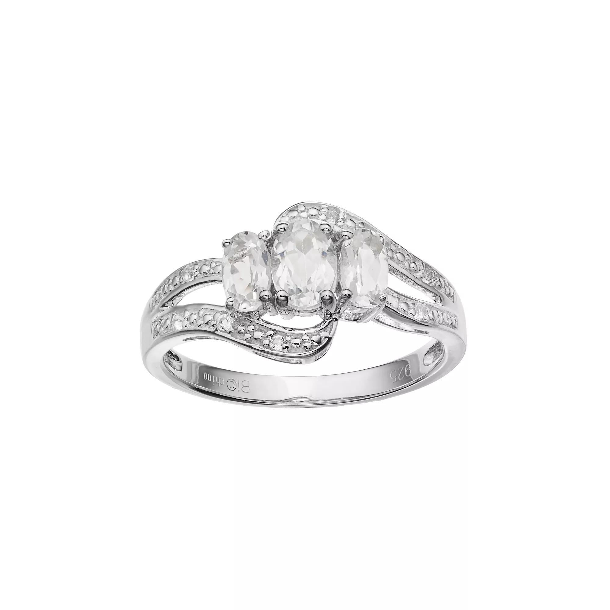 Gemminded Sterling Silver White Topaz 3-Stone Bypass Ring, Women's, Size: 8 Product Image