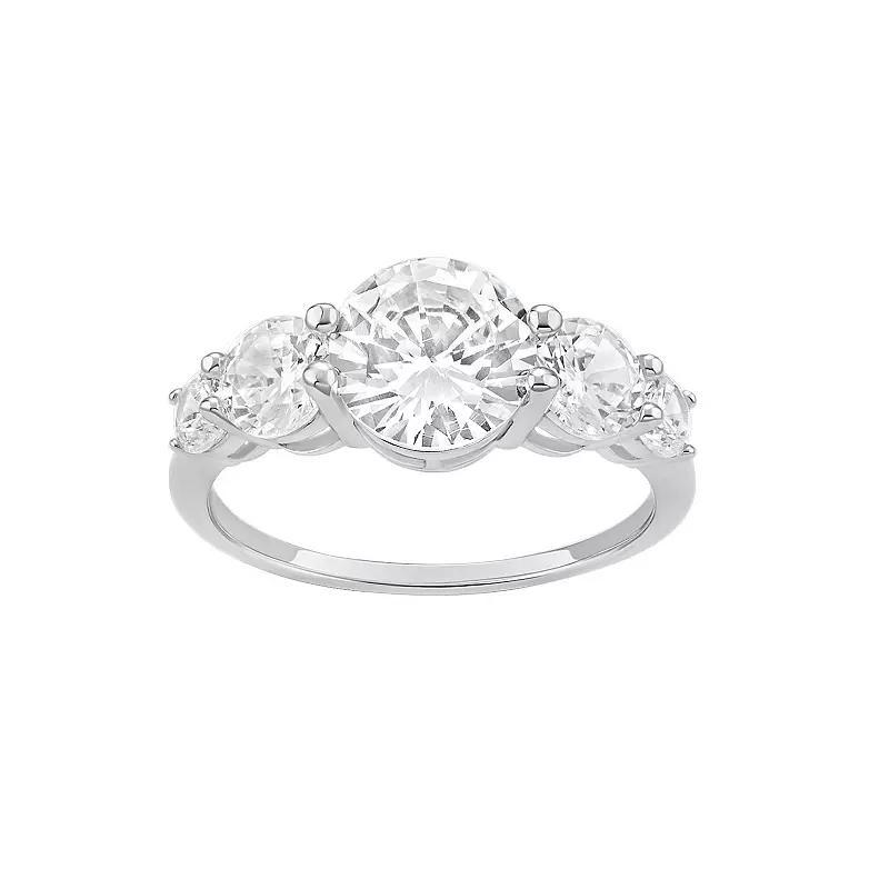PRIMROSE Sterling Silver Cubic Zirconia Graduated Cluster Ring, Women's, Size: 9, Sterling Silver White Product Image