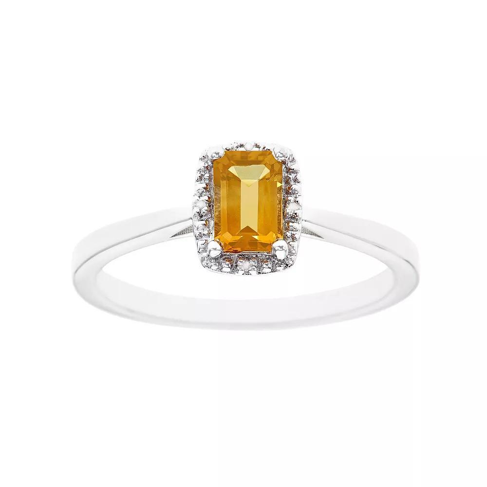 Celebration Gems Sterling Silver Aquamarine & Diamond Accent Rectangle Halo Ring, Womens Product Image