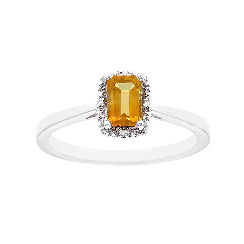 Celebration Gems Sterling Silver Aquamarine & Diamond Accent Rectangle Halo Ring, Womens Product Image