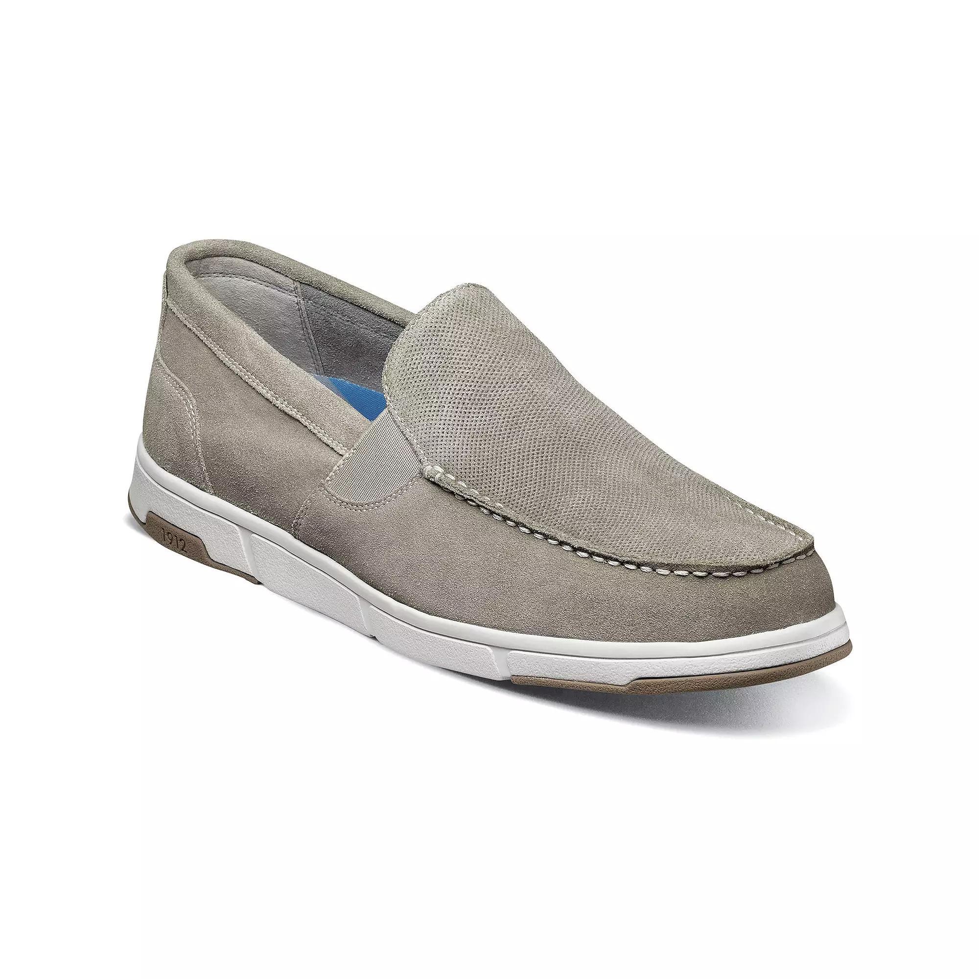 Nunn Bush® Luca Men's Suede Moc Toe Venetian Slip-On Shoes, Size: 12 Wide, Gray Product Image