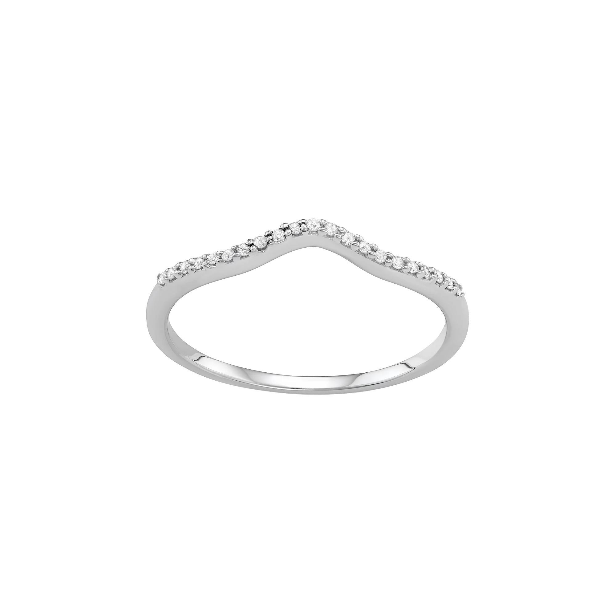 Jewelexcess Sterling Silver Diamond Accent V Ring, Women's, Size: 6, Gold Tone Product Image