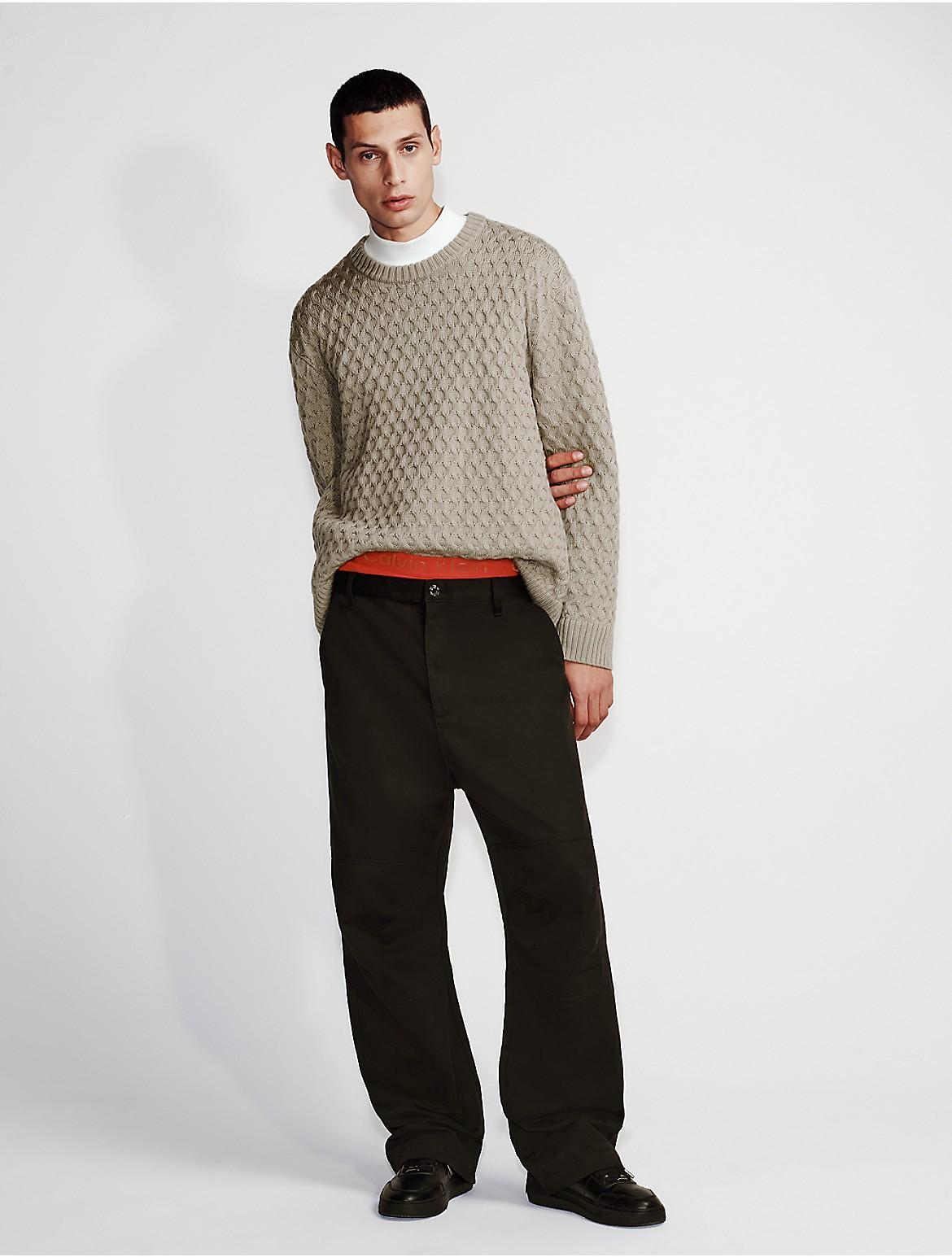 Calvin Klein Men's Merino Wool Crewneck Sweater - Brown - L Product Image