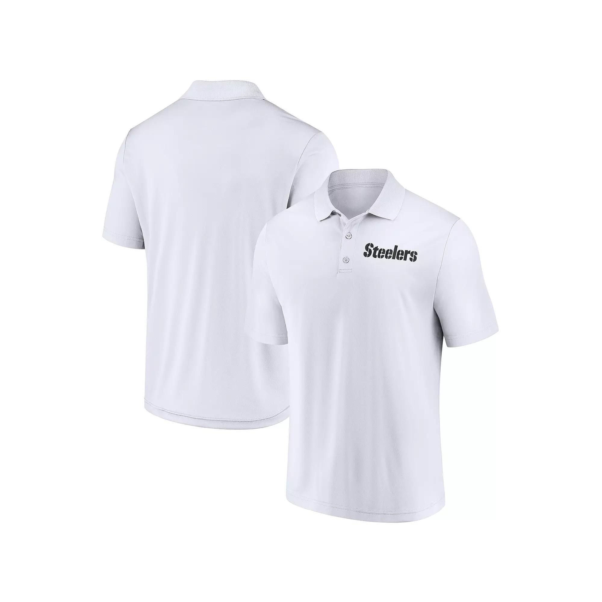 Men's Fanatics  White Pittsburgh Steelers Lockup Polo, Size: Small Product Image