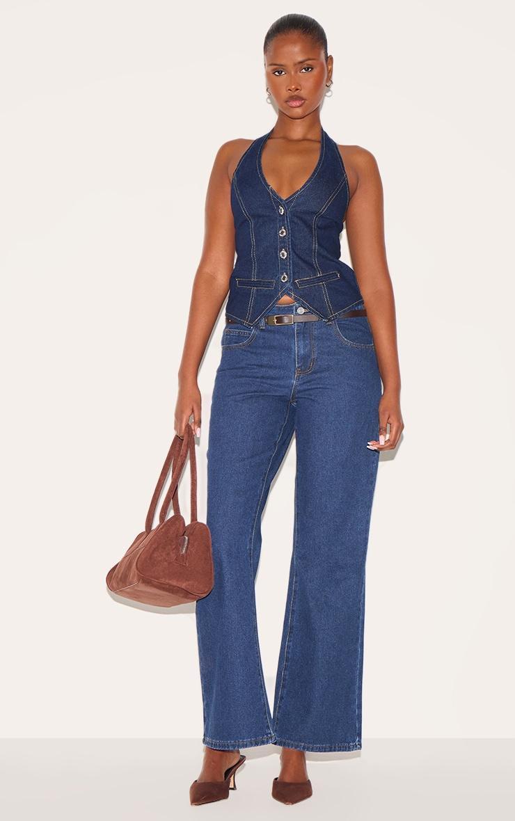 Indigo Halterneck Denim Vest Product Image