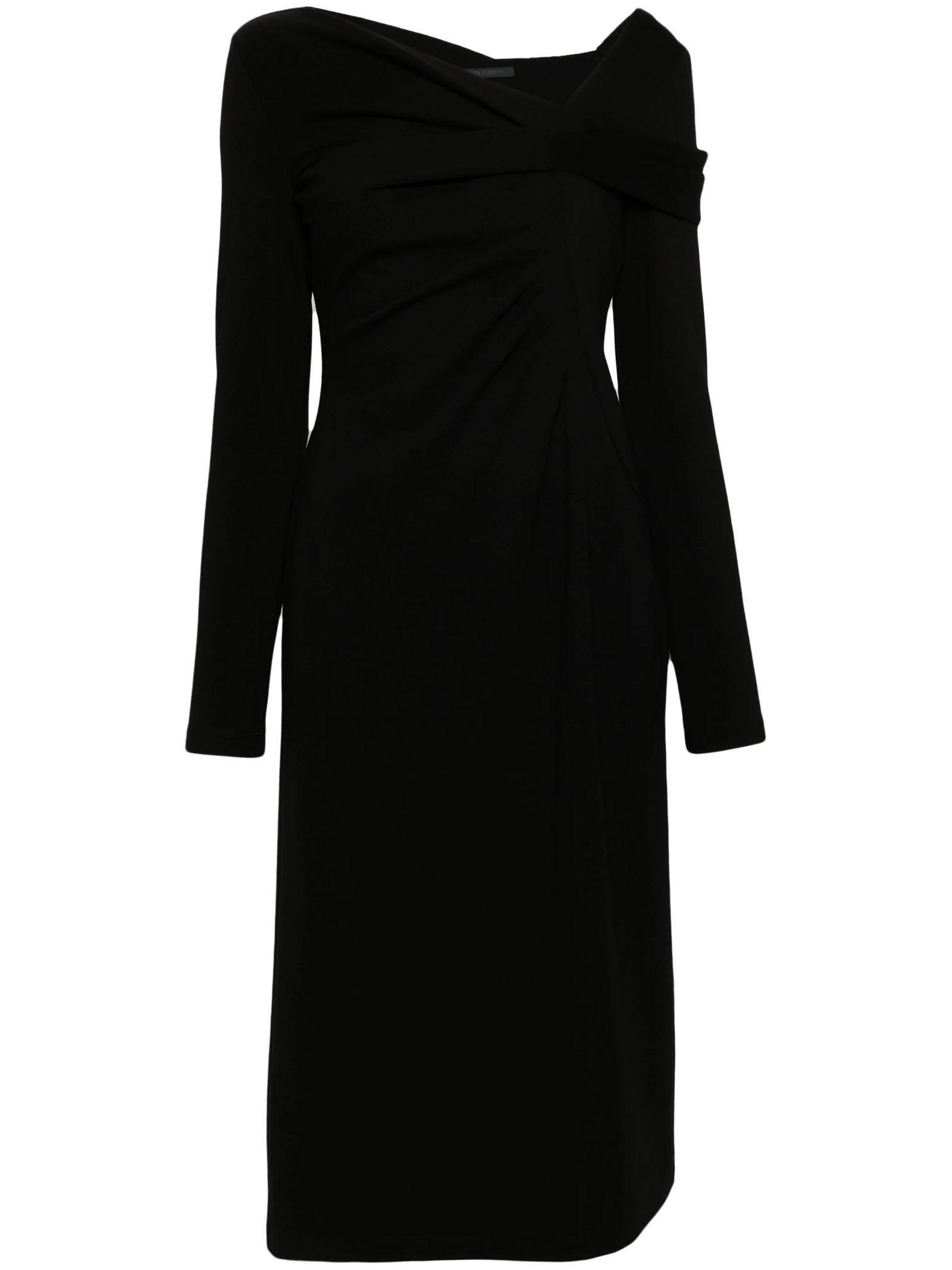 ALBERTA FERRETTI Asymmetric Midi Dress In Black   Product Image