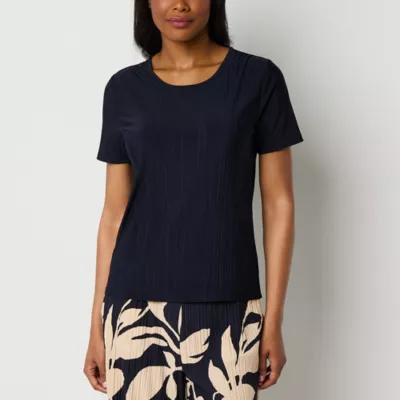 Liz Claiborne Womens Round Neck Short Sleeve Blouse Product Image