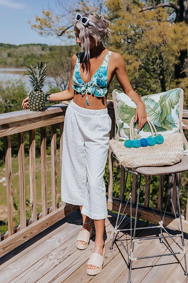 Just Add Waves Palm Print Bikini Top Product Image