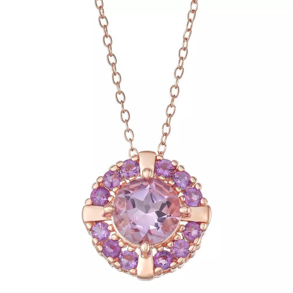 14k Rose Gold Over Silver Amethyst Pendant, Women's, Pink Tone Product Image