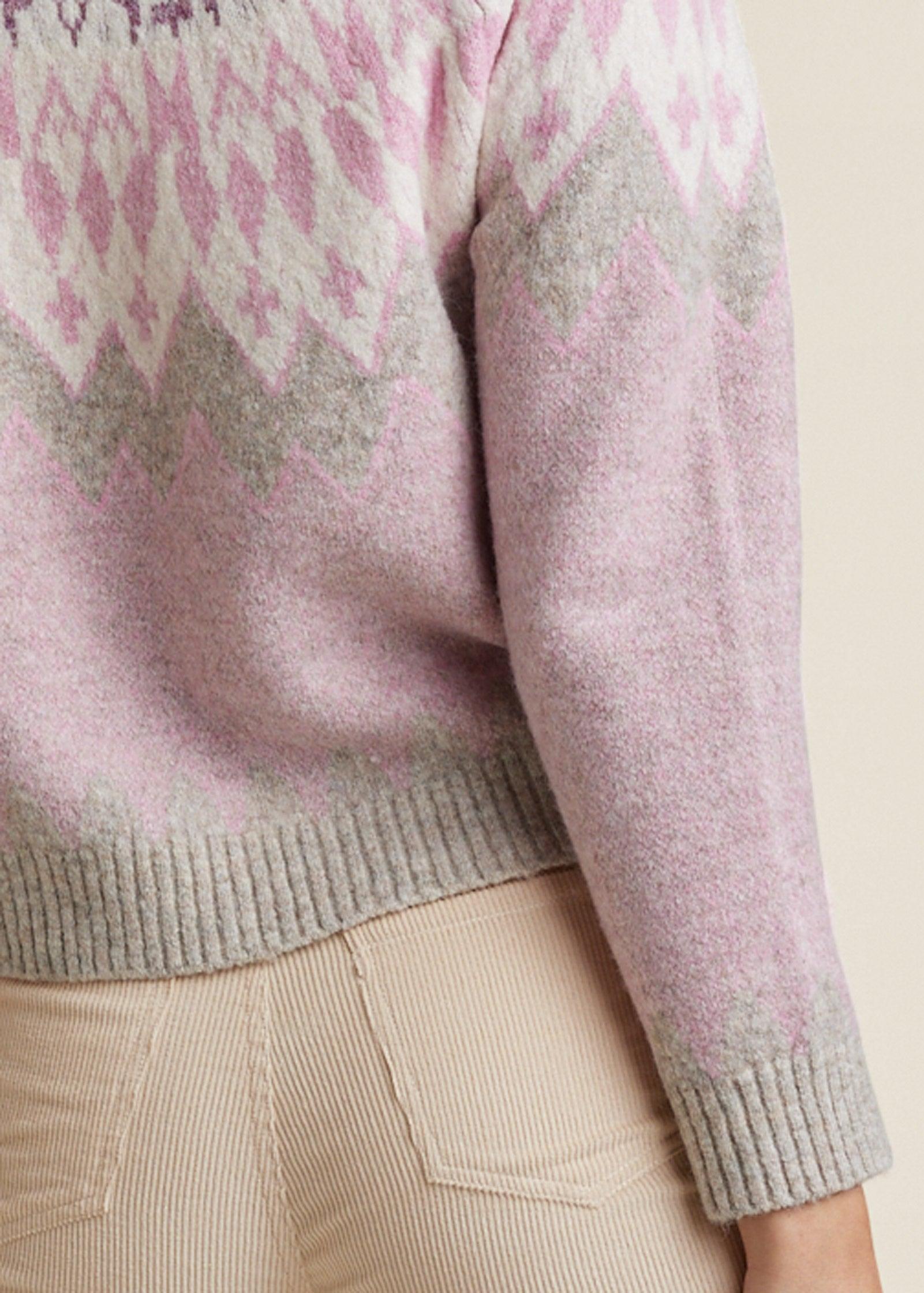 Fair Isle Crew Neck Sweater - Pink Multi Product Image