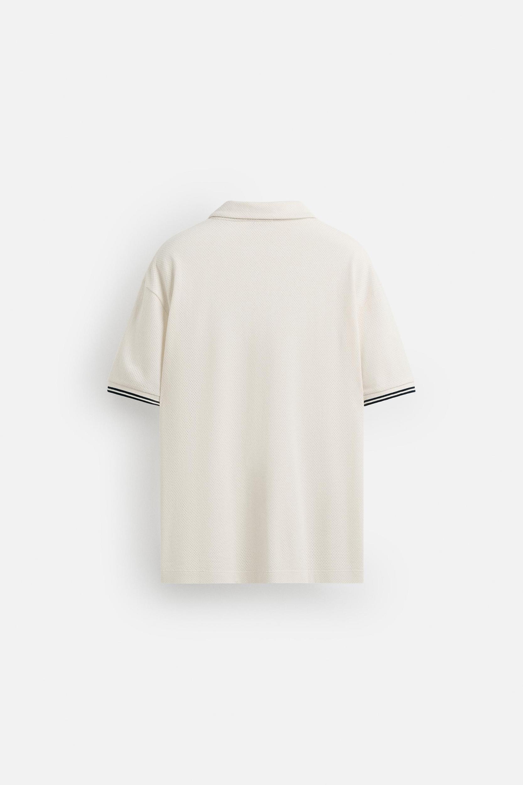 CONTRAST OPEN WEAVE POLO SHIRT Product Image