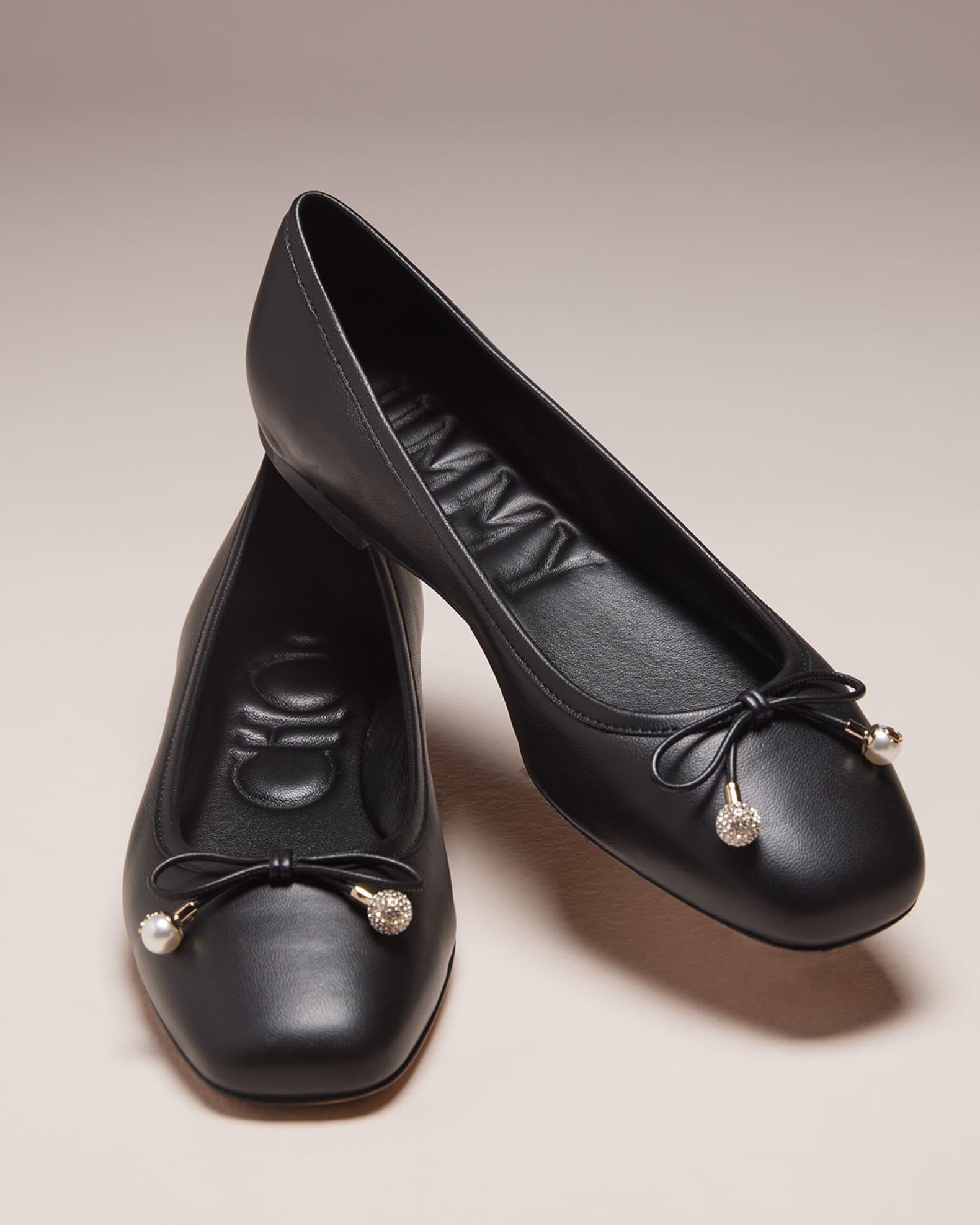 Elme Leather Bow Ballerina Flats Product Image