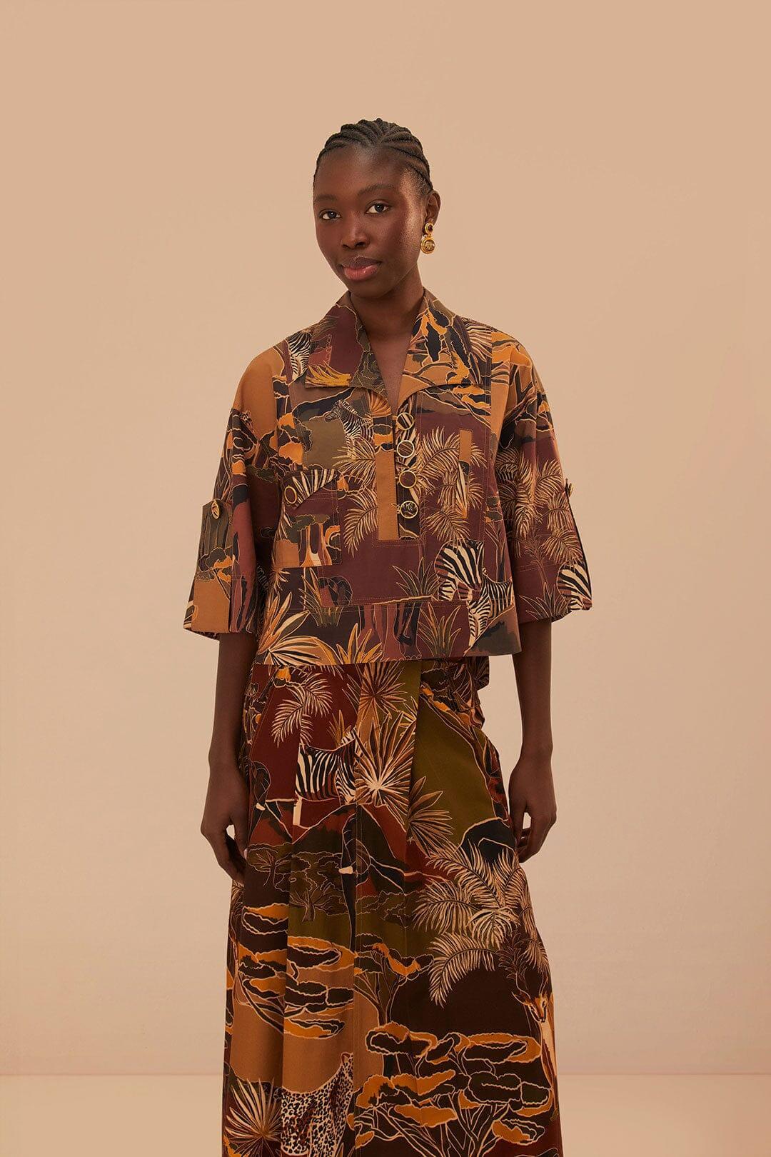 Savana Dream Caramel Utility Blouse, SAVANA DREAM CARAMEL / L Product Image