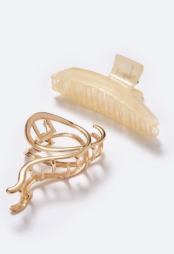 2-Pack Anika Metal Ribbon And Cream Hair Claws Product Image