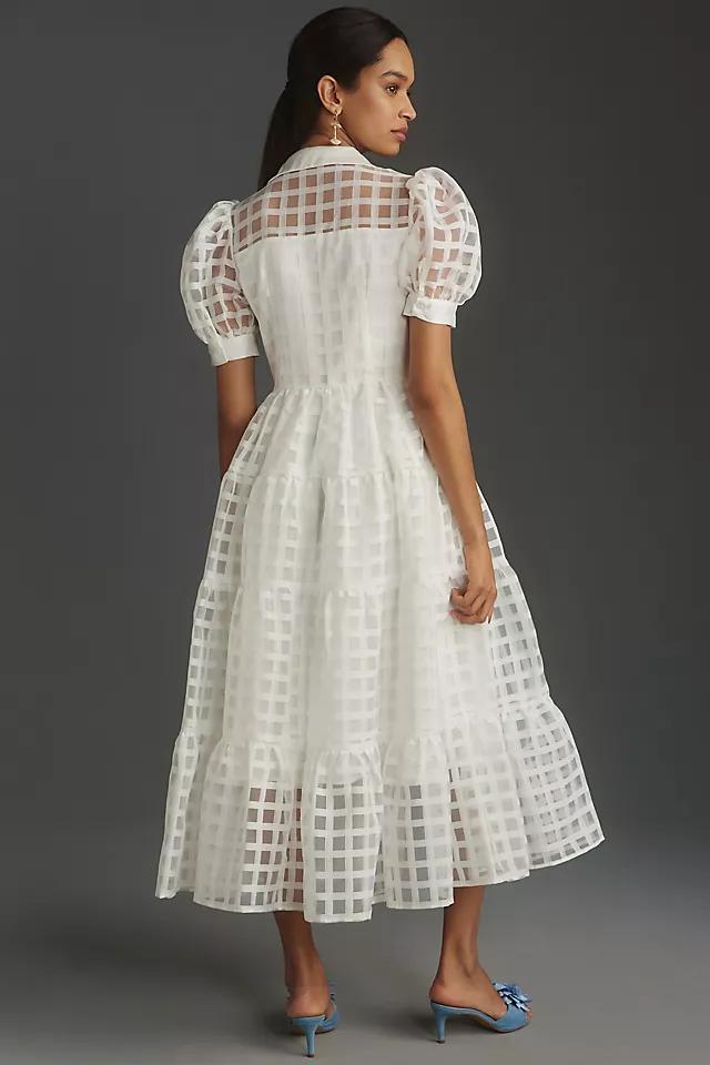 English Factory Organza Short-Sleeve Button-Front Midi Dress Product Image