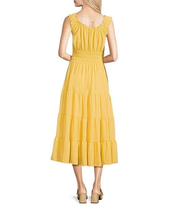 Alex Marie Bentley Pebble Crepe Scoop Neck Sleeveless Maxi Dress Product Image