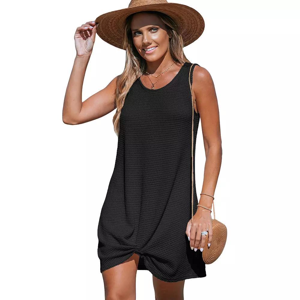 Women's Cupshe Black Sleeveless Twisted Hem Mini Cover-Up, Size: Small Product Image