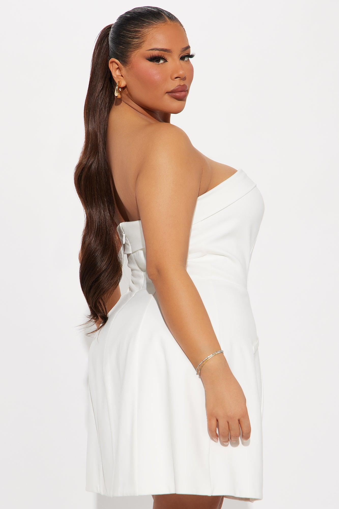 Mia Double Lined Tube Ponte Mini Dress - Off White Product Image