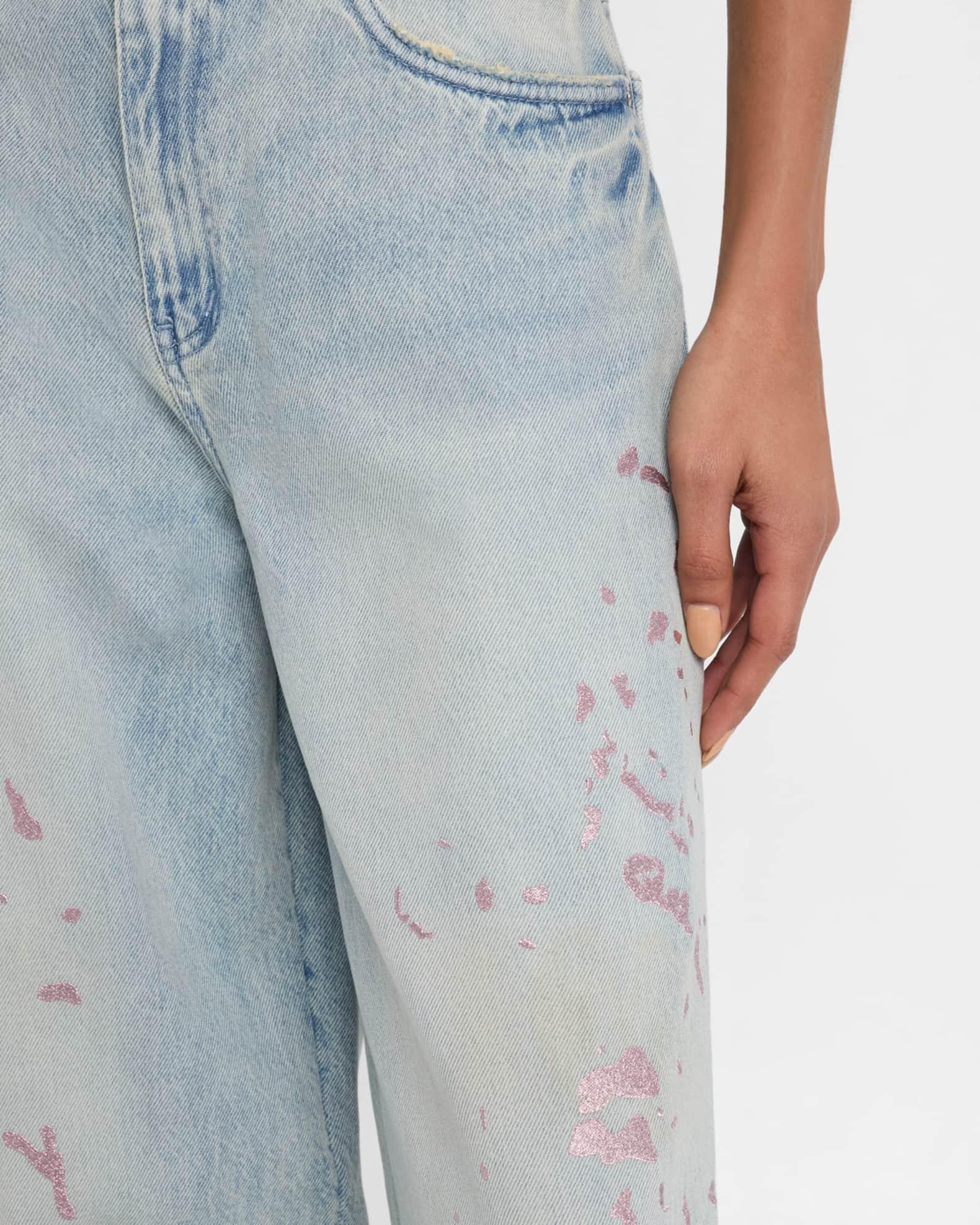 Wide-Leg Baggy Paint Jeans  Product Image