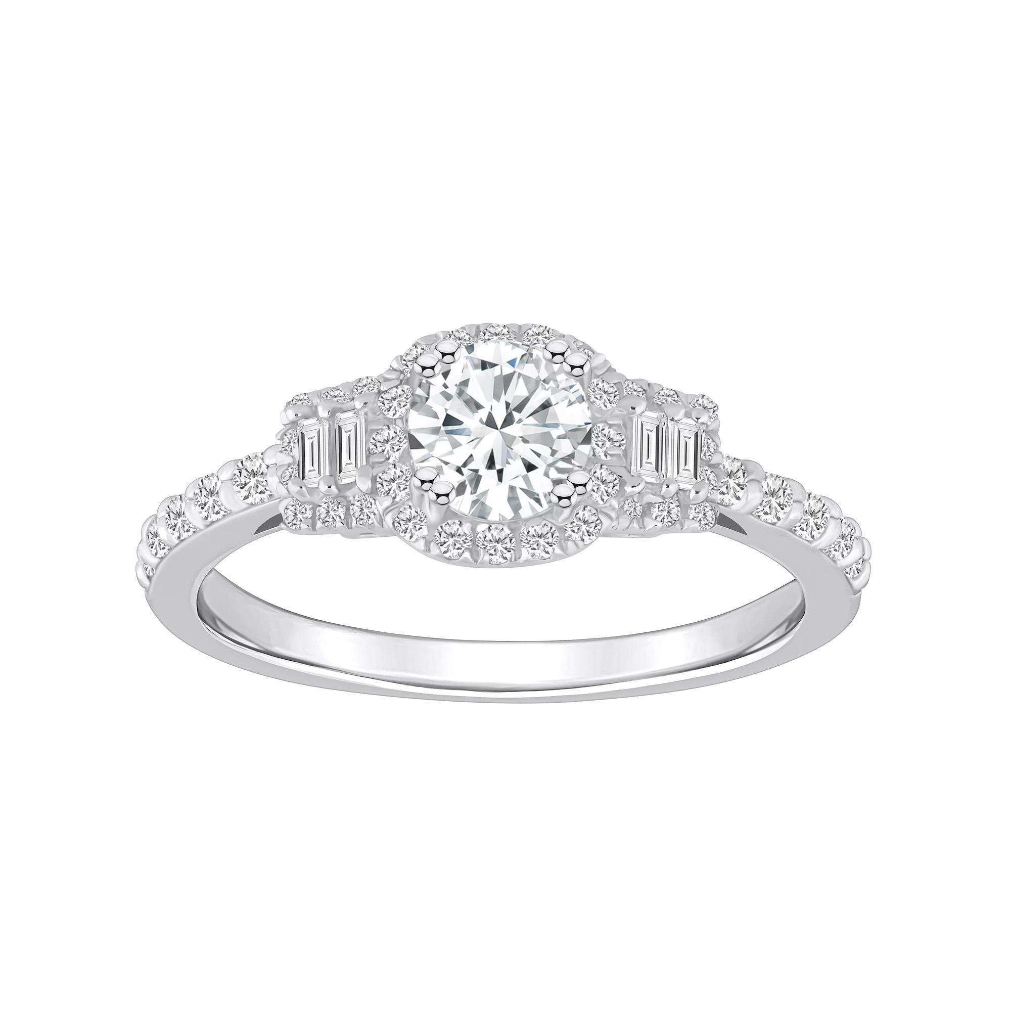 Alyson Layne 14k Gold 3/4 Carat T.W. Diamond Filigree Detail Halo Engagement Ring, Women's, Size: 7.50, 14k White Gold Product Image