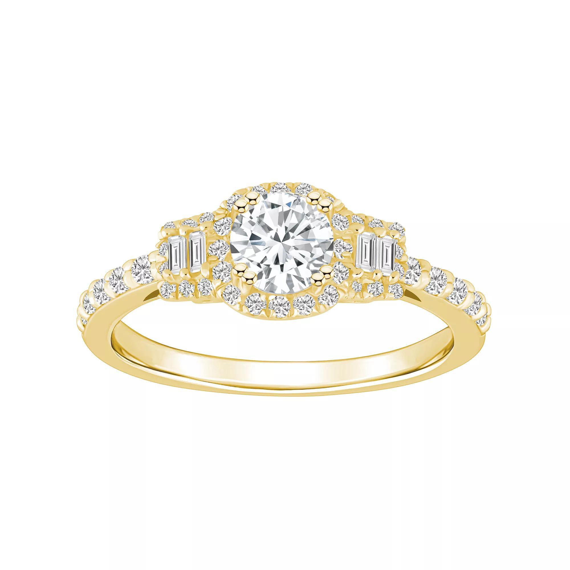Alyson Layne 14k Gold 3/4 Carat T.W. Diamond Filigree Detail Halo Engagement Ring, Women's, Size: 7.50, 14k White Gold Product Image