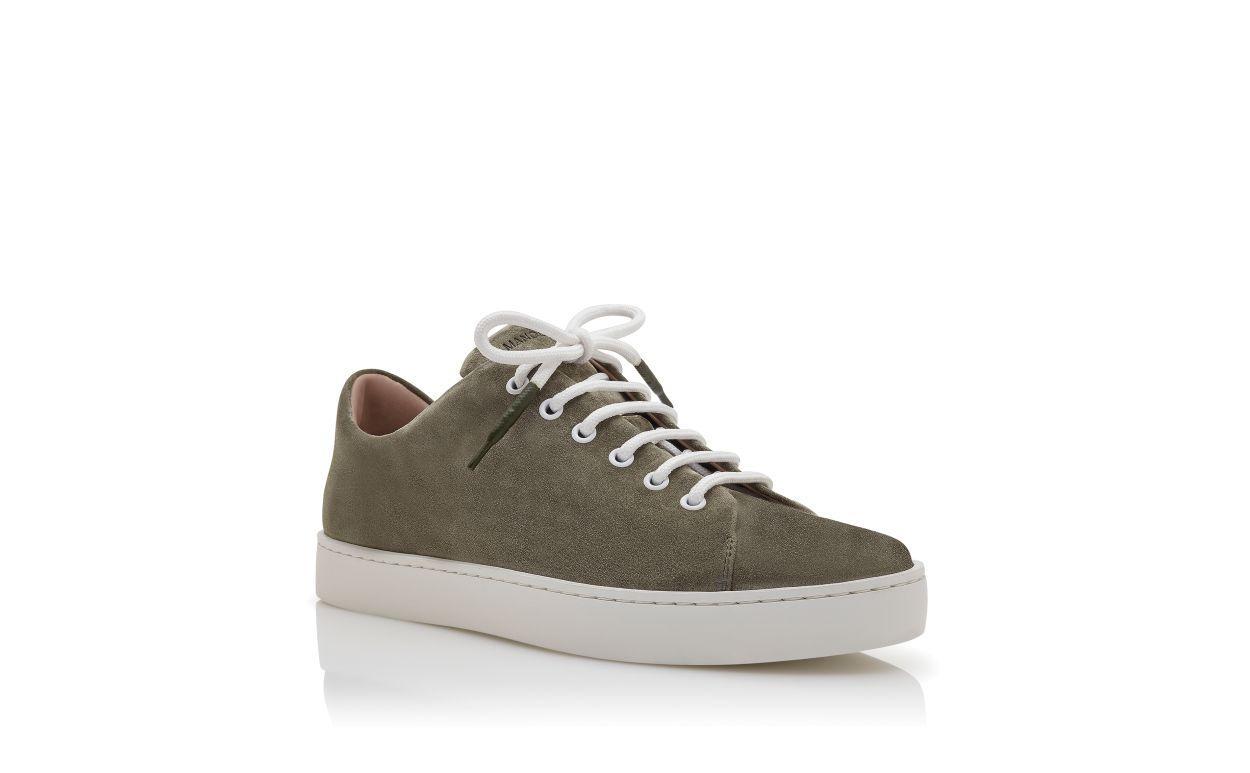 SEMANADO Khaki Suede Lace-Up Sneakers Product Image