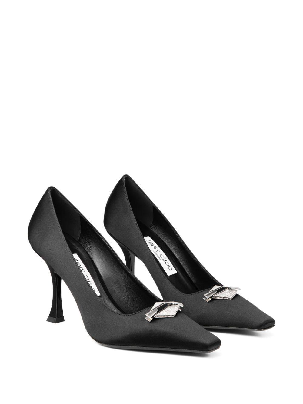 JIMMY CHOO Ryker 90 Embellished Satin Pumps In Black Product Image