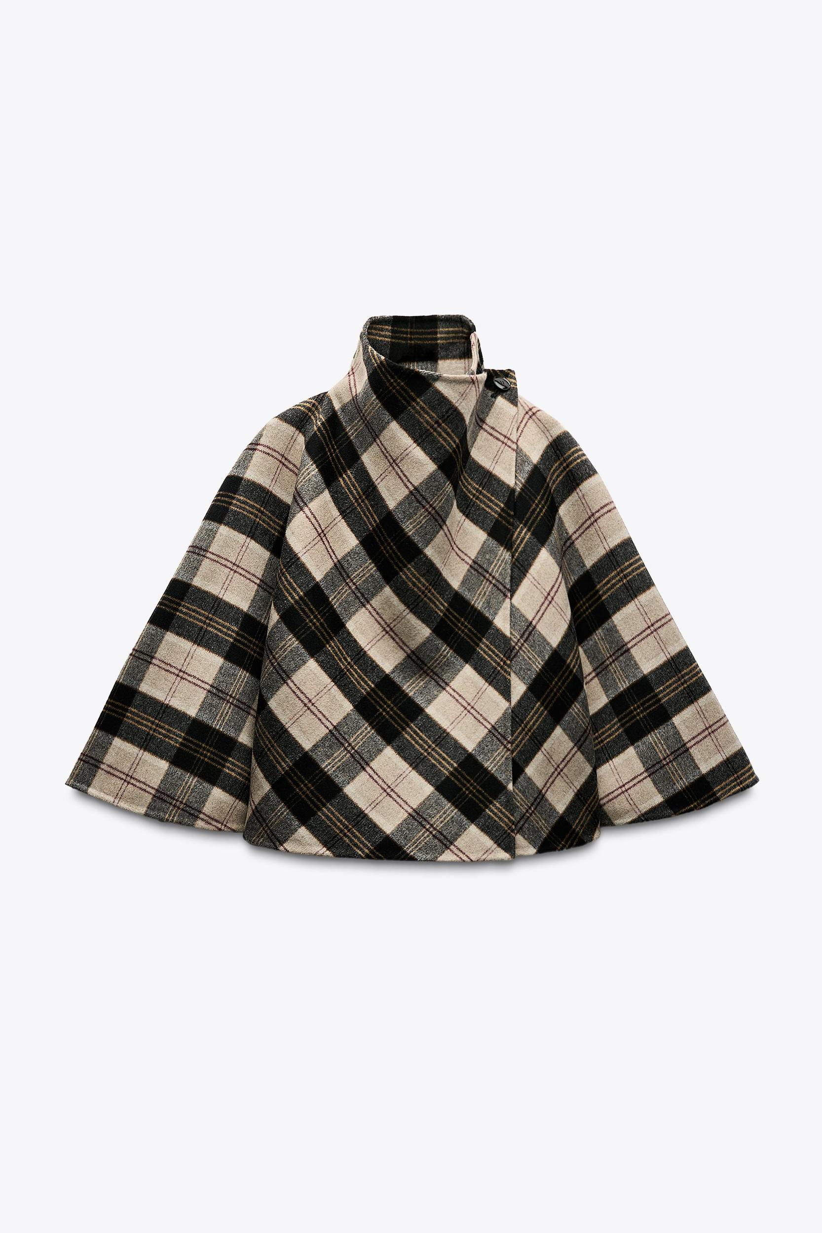 WOOL BLEND PLAID CAPE ZW COLLECTION Product Image