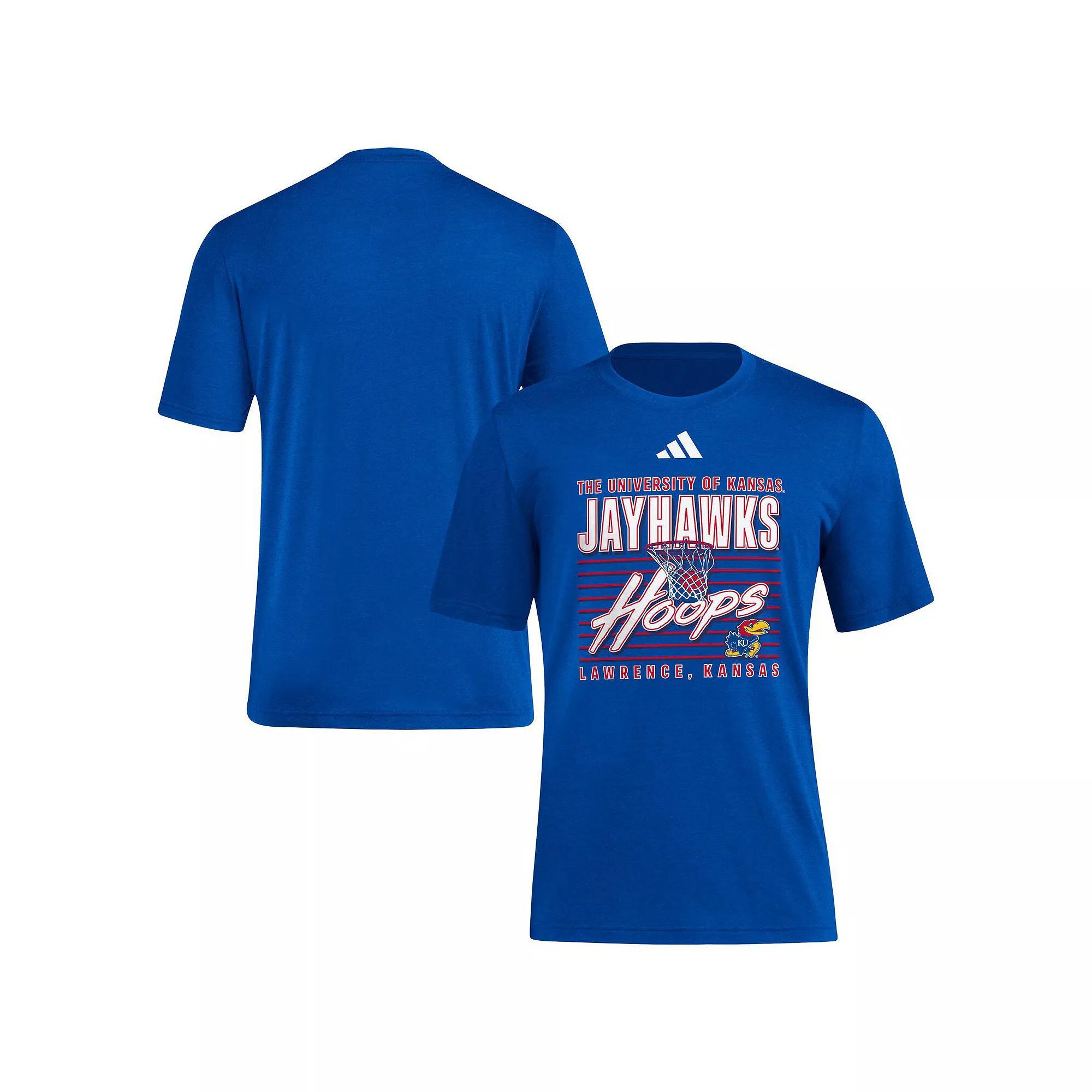 Men's adidas Royal Kansas Jayhawks Locker Swish Tri-Blend T-Shirt, Size: Large, Blue Product Image